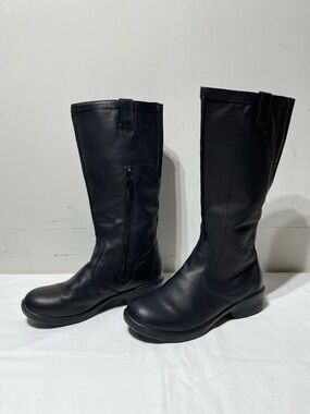 KEEN Tyretread Tall Leather Boots Womens 9 Black Waterproof Riding Mid-Calf